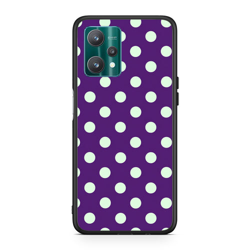 Θήκη Realme 9 Pro Mint Polka Dots on Purple από τη Smartfits με σχέδιο στο πίσω μέρος και μαύρο περίβλημα | Realme 9 Pro Mint Polka Dots on Purple case with colorful back and black bezels
