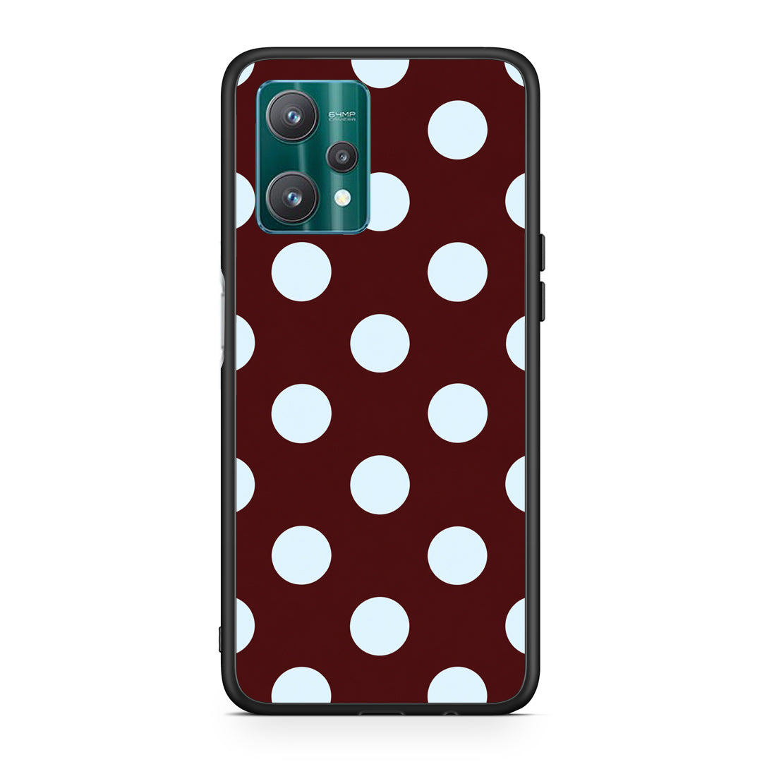 Θήκη Realme 9 Pro Pale Blue Large Polka Dots on Burgundy από τη Smartfits με σχέδιο στο πίσω μέρος και μαύρο περίβλημα | Realme 9 Pro Pale Blue Large Polka Dots on Burgundy case with colorful back and black bezels