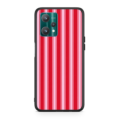 Θήκη Realme 9 Pro Red and Pink Vertical Pinstripes από τη Smartfits με σχέδιο στο πίσω μέρος και μαύρο περίβλημα | Realme 9 Pro Red and Pink Vertical Pinstripes case with colorful back and black bezels