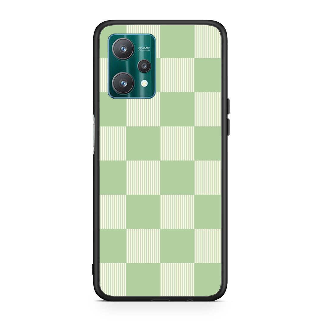 Θήκη Realme 9 Pro Sage and Cream Striped Checks από τη Smartfits με σχέδιο στο πίσω μέρος και μαύρο περίβλημα | Realme 9 Pro Sage and Cream Striped Checks case with colorful back and black bezels
