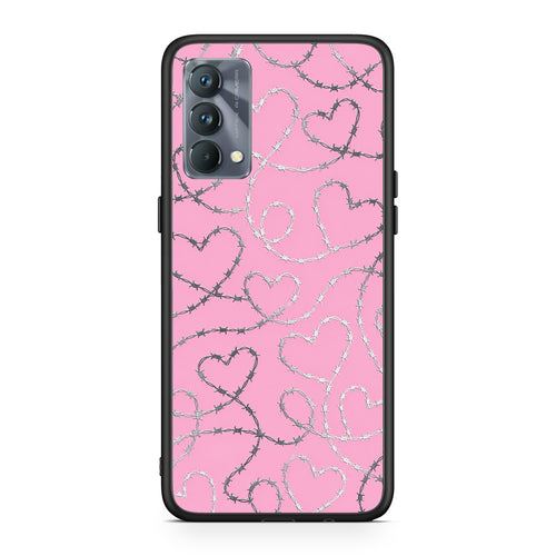 Θήκη Realme GT Master Barbed Wire Hearts on Pink από τη Smartfits με σχέδιο στο πίσω μέρος και μαύρο περίβλημα | Realme GT Master Barbed Wire Hearts on Pink case with colorful back and black bezels