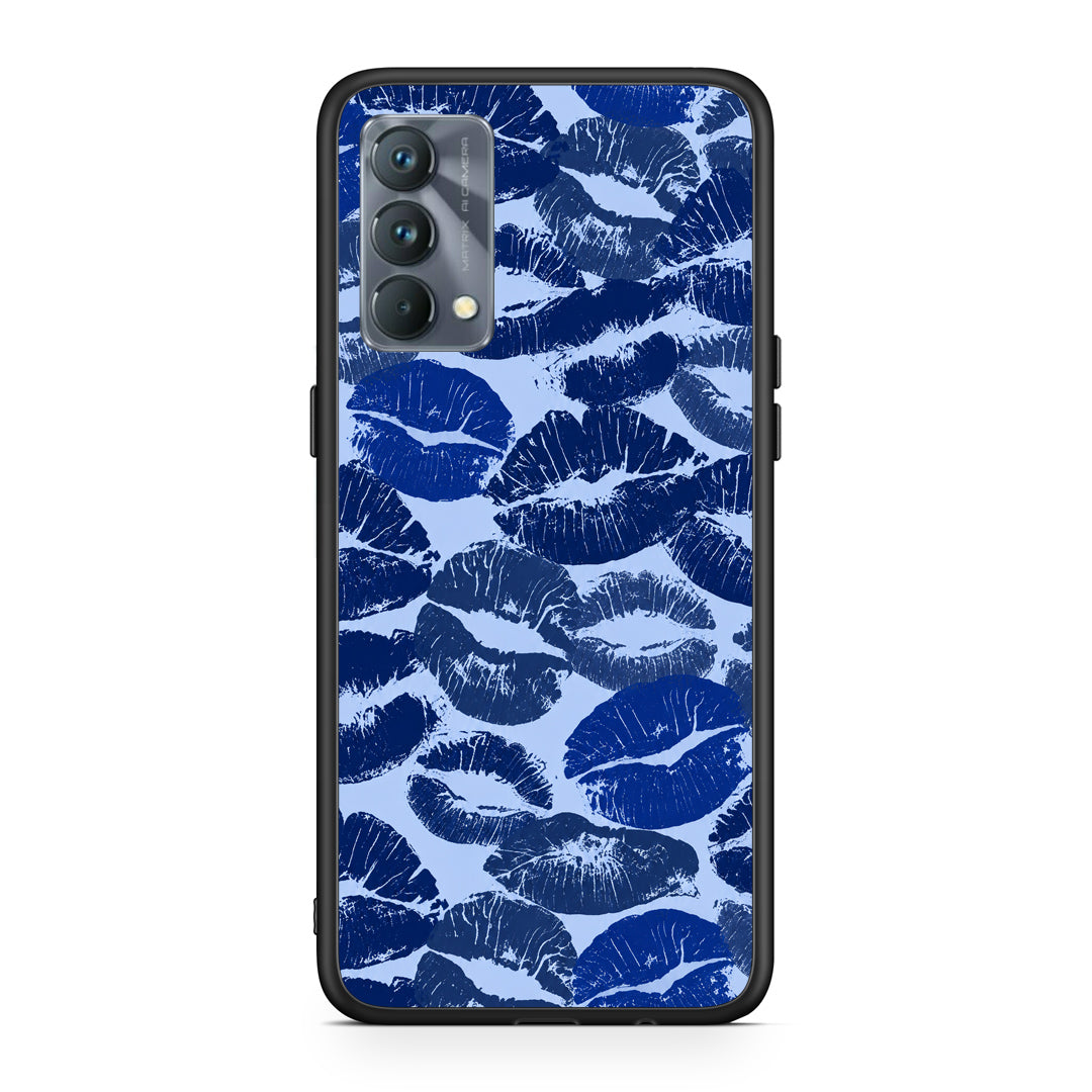 Θήκη Realme GT Master Blue Lipstick Kisses από τη Smartfits με σχέδιο στο πίσω μέρος και μαύρο περίβλημα | Realme GT Master Blue Lipstick Kisses case with colorful back and black bezels