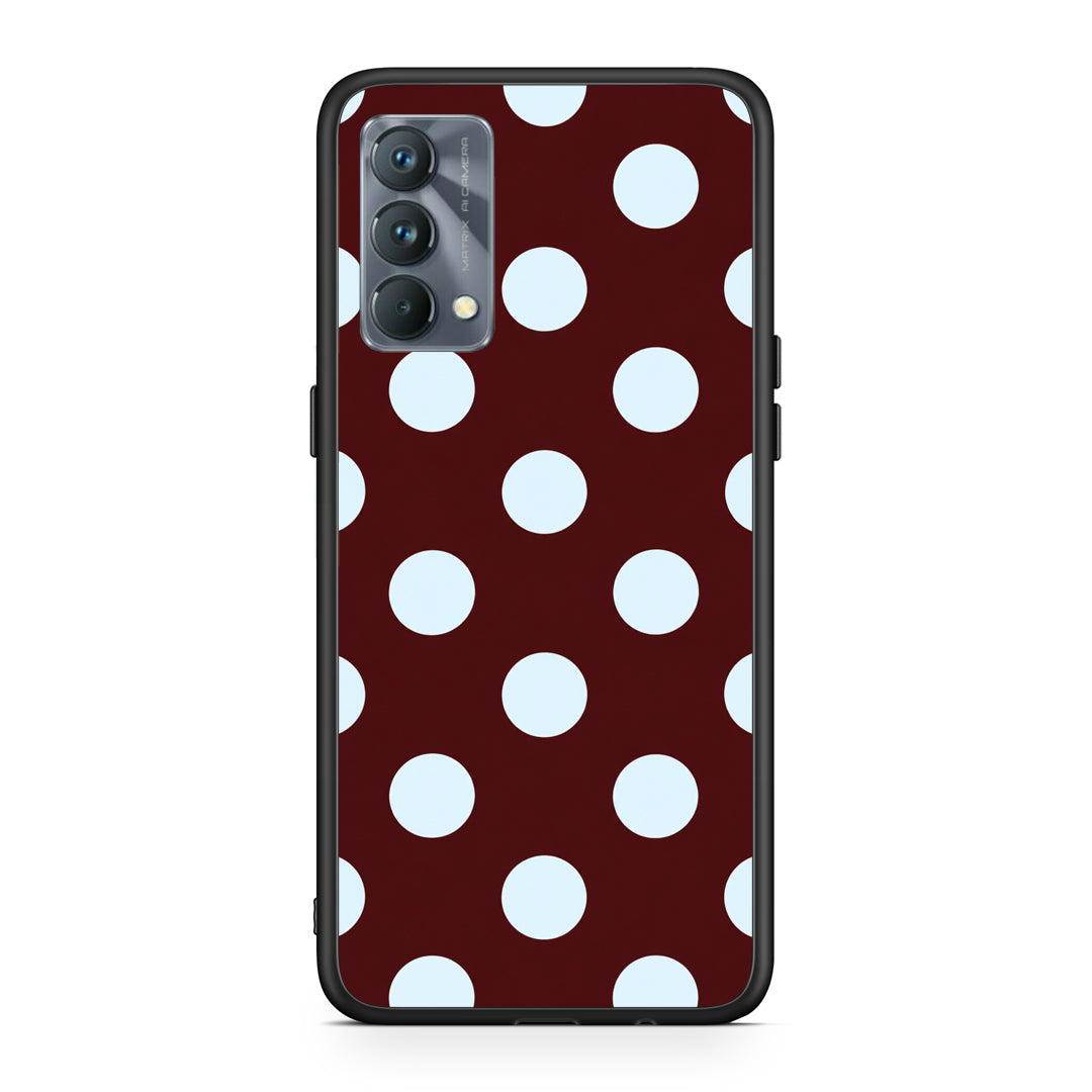 Θήκη Realme GT Master Pale Blue Large Polka Dots on Burgundy από τη Smartfits με σχέδιο στο πίσω μέρος και μαύρο περίβλημα | Realme GT Master Pale Blue Large Polka Dots on Burgundy case with colorful back and black bezels