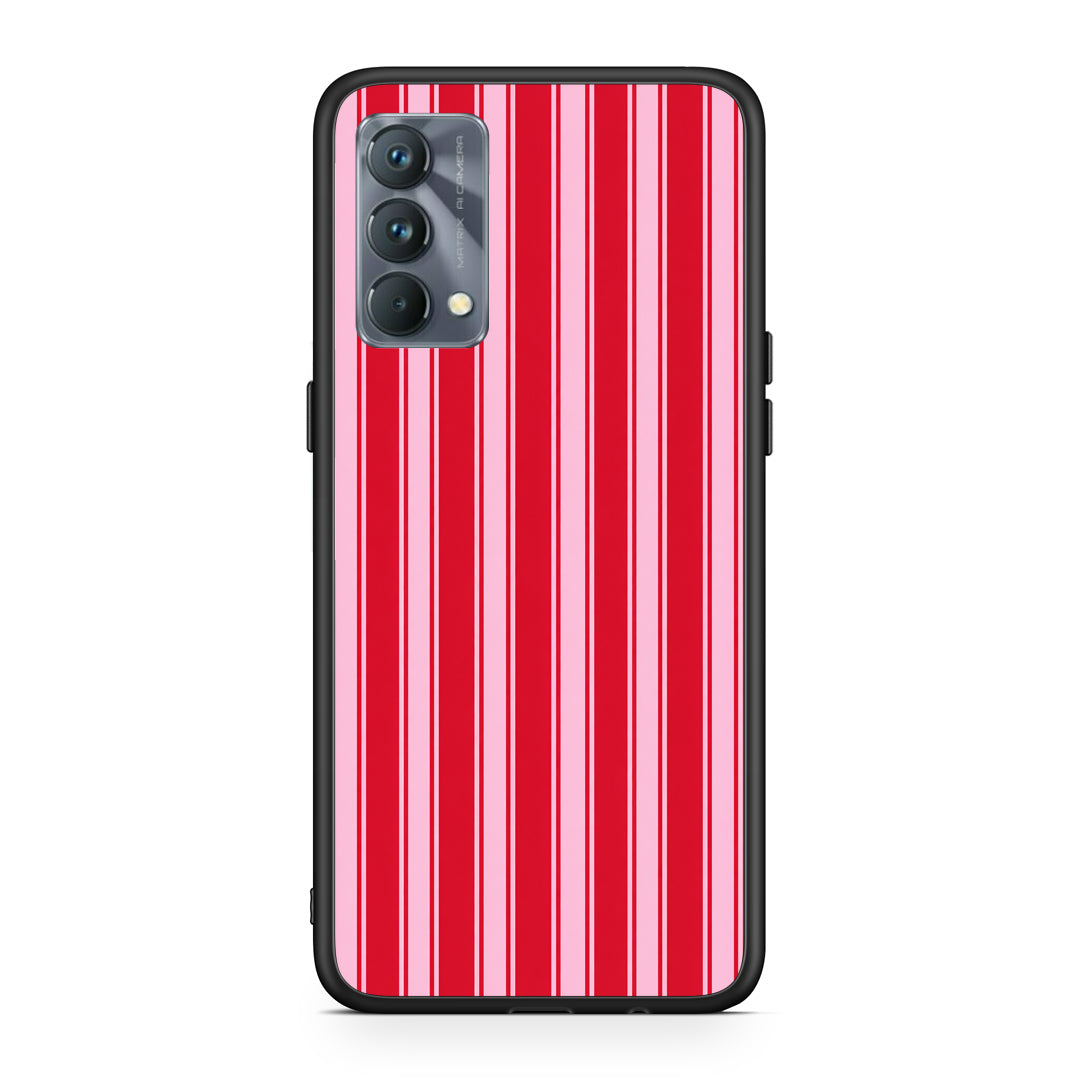 Θήκη Realme GT Master Red and Pink Vertical Pinstripes από τη Smartfits με σχέδιο στο πίσω μέρος και μαύρο περίβλημα | Realme GT Master Red and Pink Vertical Pinstripes case with colorful back and black bezels