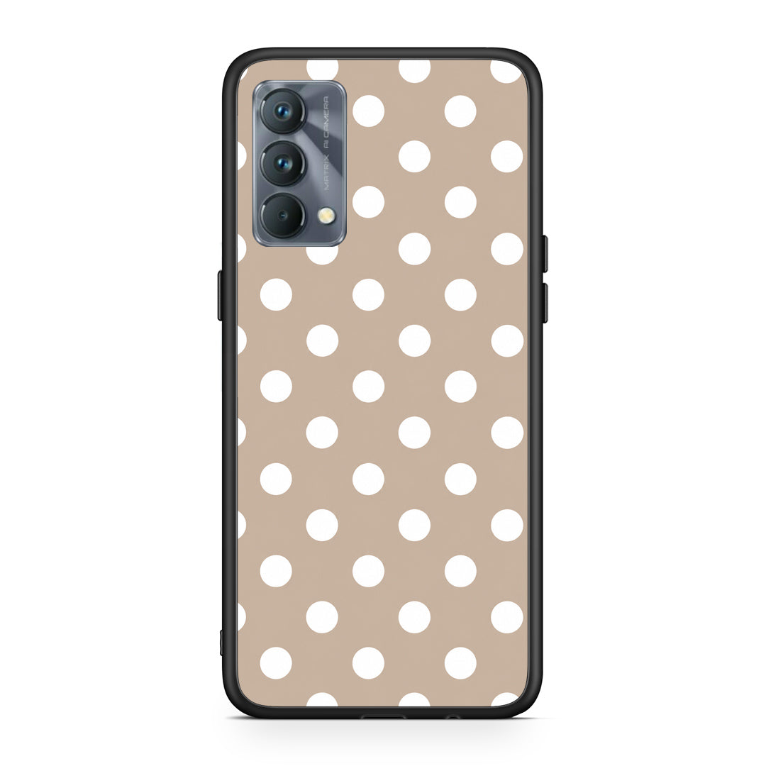 Θήκη Realme GT Master White Polka Dots on Taupe από τη Smartfits με σχέδιο στο πίσω μέρος και μαύρο περίβλημα | Realme GT Master White Polka Dots on Taupe case with colorful back and black bezels