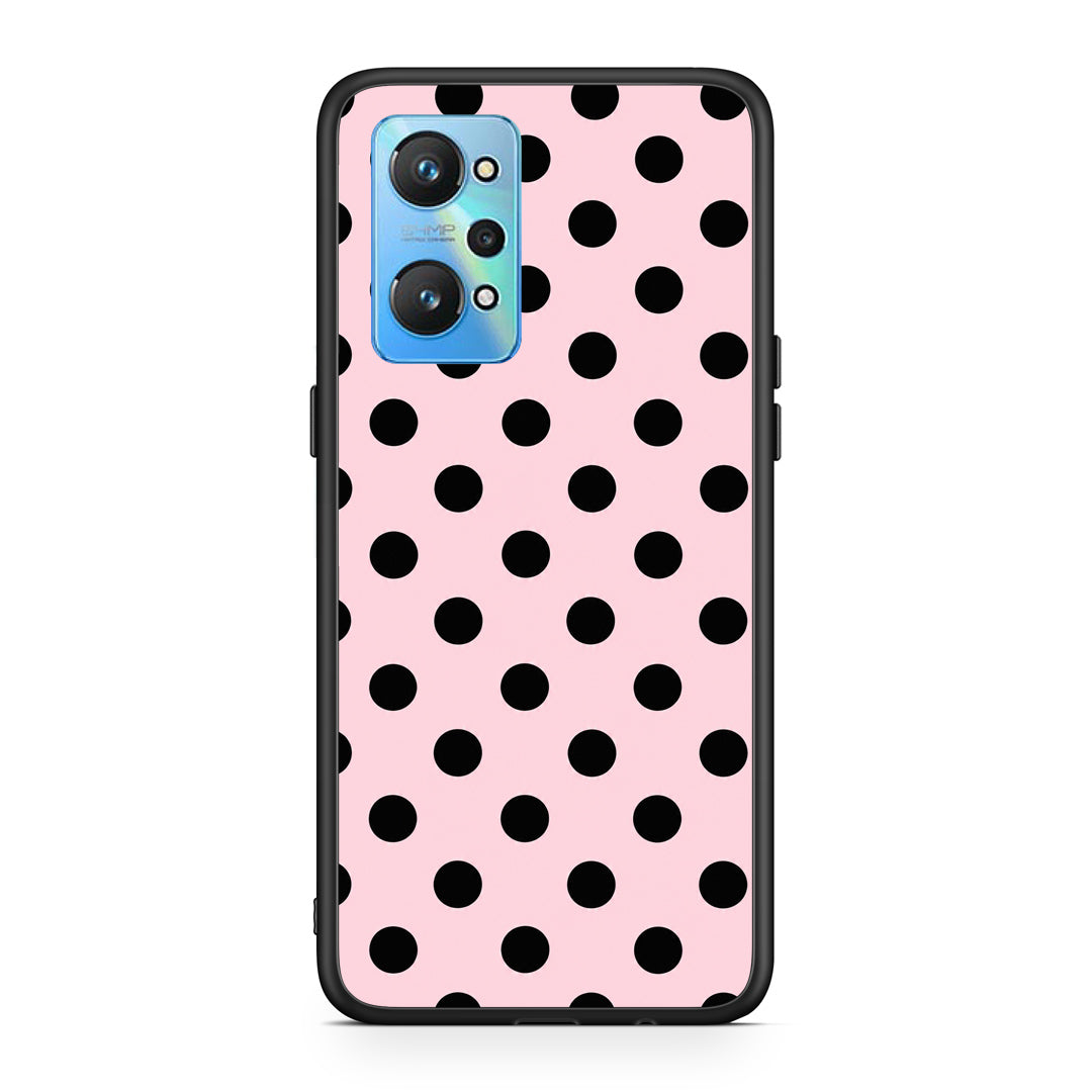 Θήκη Realme GT Neo 2 Black Polka Dots on Pink από τη Smartfits με σχέδιο στο πίσω μέρος και μαύρο περίβλημα | Realme GT Neo 2 Black Polka Dots on Pink case with colorful back and black bezels