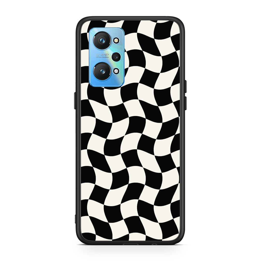 Θήκη Realme GT2 Black and Cream Wavy Checkerboard από τη Smartfits με σχέδιο στο πίσω μέρος και μαύρο περίβλημα | Realme GT2 Black and Cream Wavy Checkerboard case with colorful back and black bezels
