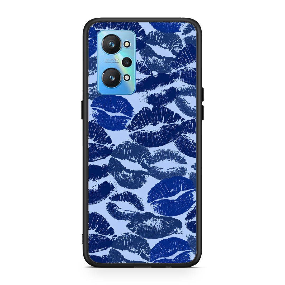 Θήκη Realme GT2 Blue Lipstick Kisses από τη Smartfits με σχέδιο στο πίσω μέρος και μαύρο περίβλημα | Realme GT2 Blue Lipstick Kisses case with colorful back and black bezels