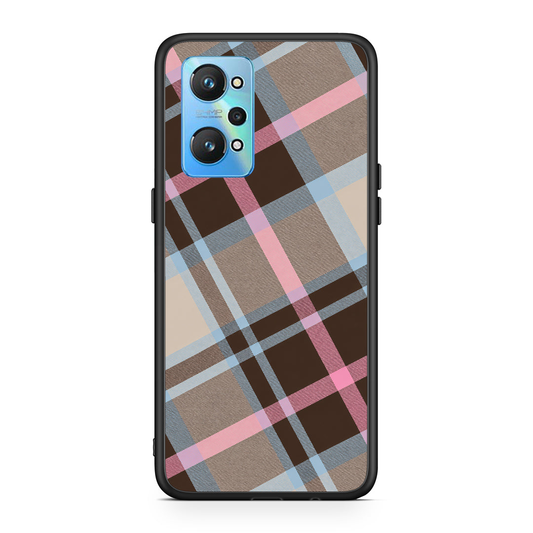 Θήκη Realme GT2 Brown Pink and Blue Diagonal Plaid από τη Smartfits με σχέδιο στο πίσω μέρος και μαύρο περίβλημα | Realme GT2 Brown Pink and Blue Diagonal Plaid case with colorful back and black bezels