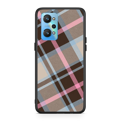 Θήκη Realme GT2 Brown Pink and Blue Diagonal Plaid από τη Smartfits με σχέδιο στο πίσω μέρος και μαύρο περίβλημα | Realme GT2 Brown Pink and Blue Diagonal Plaid case with colorful back and black bezels