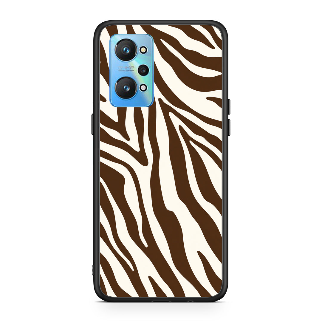 Θήκη Realme GT2 Brown and Cream Zebra Stripes από τη Smartfits με σχέδιο στο πίσω μέρος και μαύρο περίβλημα | Realme GT2 Brown and Cream Zebra Stripes case with colorful back and black bezels