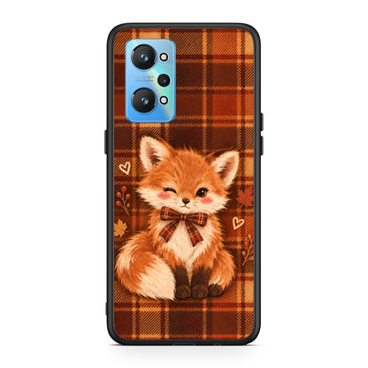 Θήκη Realme GT2 Fox on Autumn Tartan από τη Smartfits με σχέδιο στο πίσω μέρος και μαύρο περίβλημα | Realme GT2 Fox on Autumn Tartan case with colorful back and black bezels