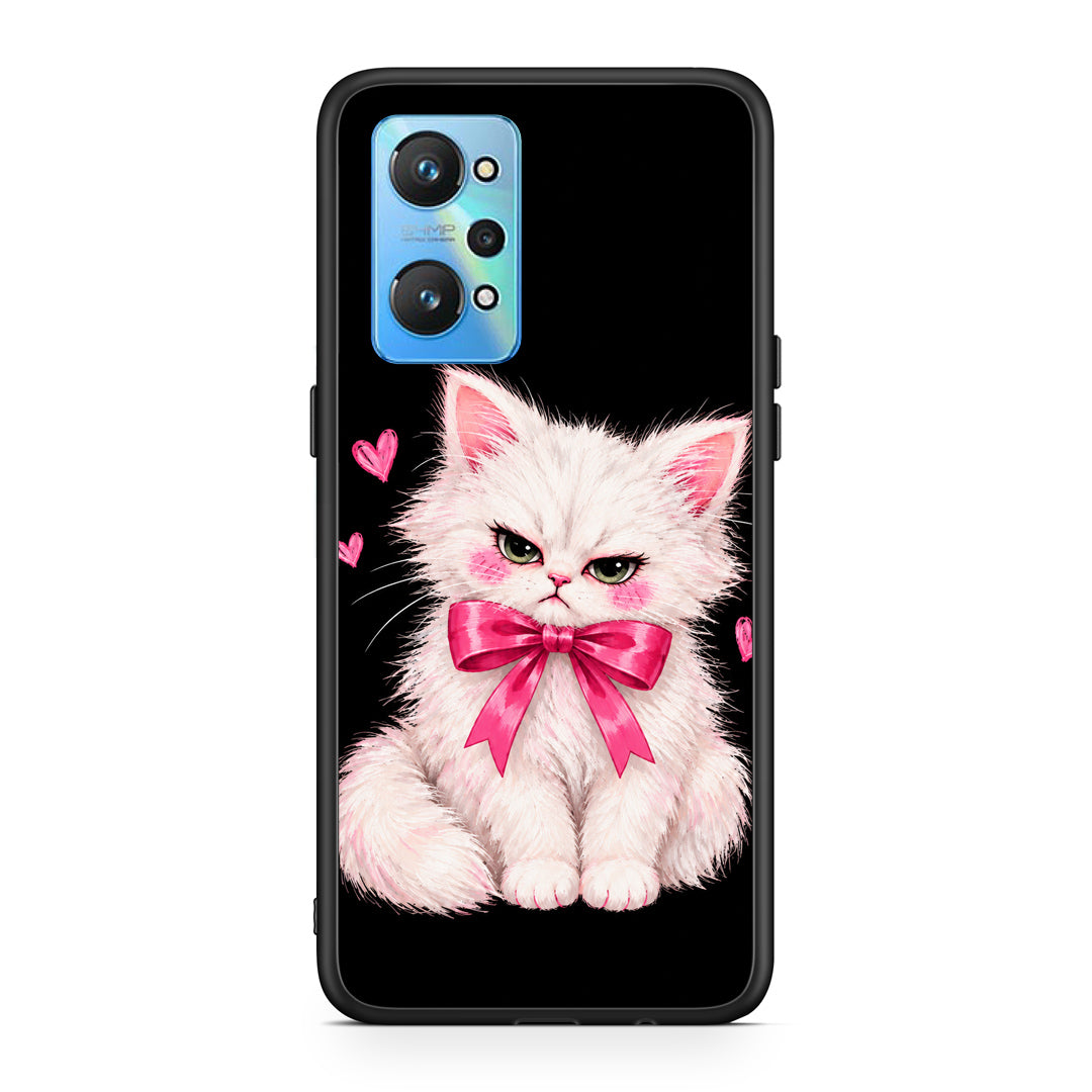 Θήκη Realme GT2 Grumpy Party Kitten on Black από τη Smartfits με σχέδιο στο πίσω μέρος και μαύρο περίβλημα | Realme GT2 Grumpy Party Kitten on Black case with colorful back and black bezels