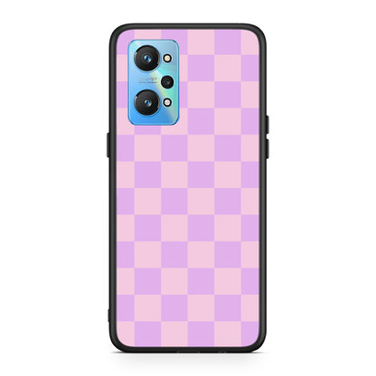 Θήκη Realme GT2 Lavender and Pink Checkerboard από τη Smartfits με σχέδιο στο πίσω μέρος και μαύρο περίβλημα | Realme GT2 Lavender and Pink Checkerboard case with colorful back and black bezels