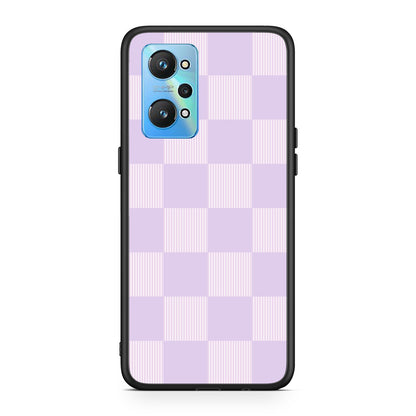 Θήκη Realme GT2 Lilac and Cream Striped Checks από τη Smartfits με σχέδιο στο πίσω μέρος και μαύρο περίβλημα | Realme GT2 Lilac and Cream Striped Checks case with colorful back and black bezels