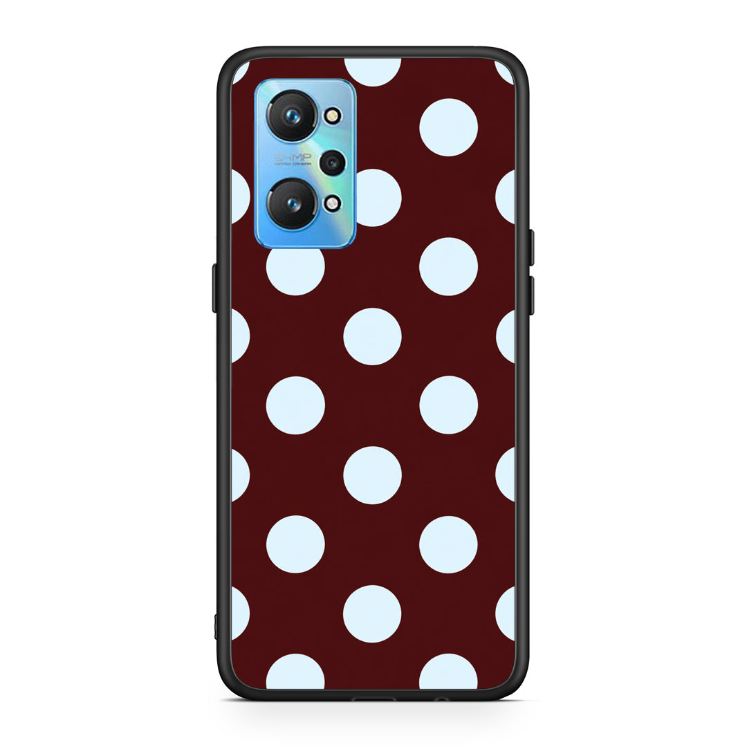 Θήκη Realme GT2 Pale Blue Large Polka Dots on Burgundy από τη Smartfits με σχέδιο στο πίσω μέρος και μαύρο περίβλημα | Realme GT2 Pale Blue Large Polka Dots on Burgundy case with colorful back and black bezels