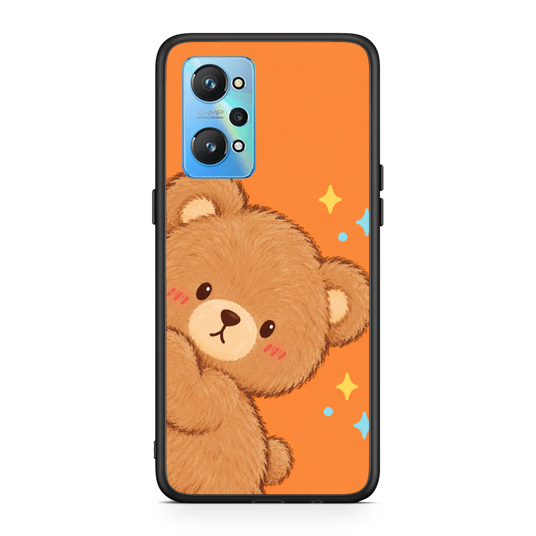 Θήκη Realme GT2 Peekaboo Teddy on Orange από τη Smartfits με σχέδιο στο πίσω μέρος και μαύρο περίβλημα | Realme GT2 Peekaboo Teddy on Orange case with colorful back and black bezels