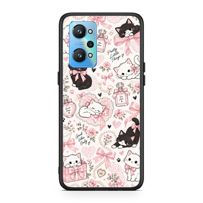 Θήκη Realme GT2 Pink Bows and Kittens Collage από τη Smartfits με σχέδιο στο πίσω μέρος και μαύρο περίβλημα | Realme GT2 Pink Bows and Kittens Collage case with colorful back and black bezels