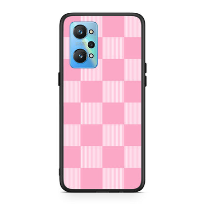 Θήκη Realme GT2 Pink and White Striped Checks από τη Smartfits με σχέδιο στο πίσω μέρος και μαύρο περίβλημα | Realme GT2 Pink and White Striped Checks case with colorful back and black bezels