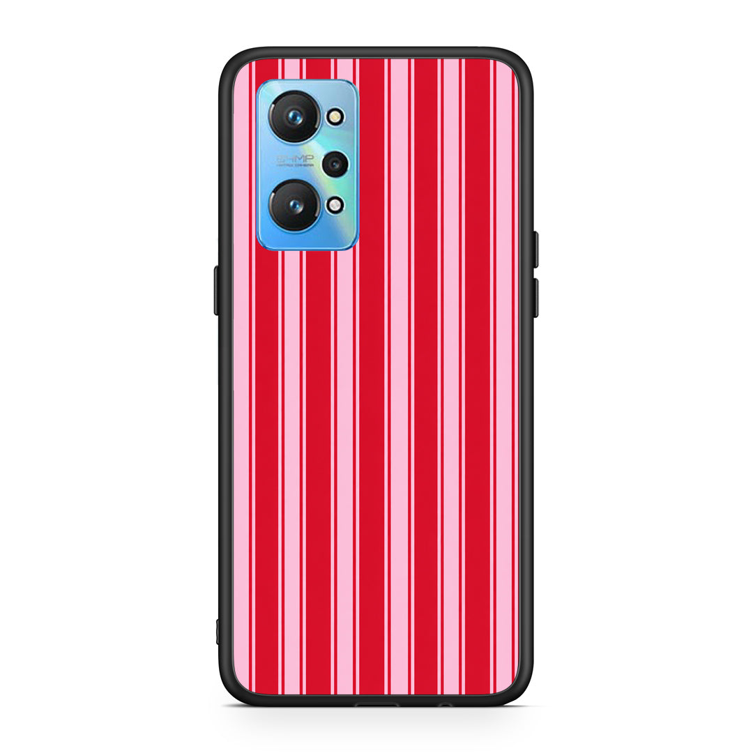 Θήκη Realme GT2 Red and Pink Vertical Pinstripes από τη Smartfits με σχέδιο στο πίσω μέρος και μαύρο περίβλημα | Realme GT2 Red and Pink Vertical Pinstripes case with colorful back and black bezels