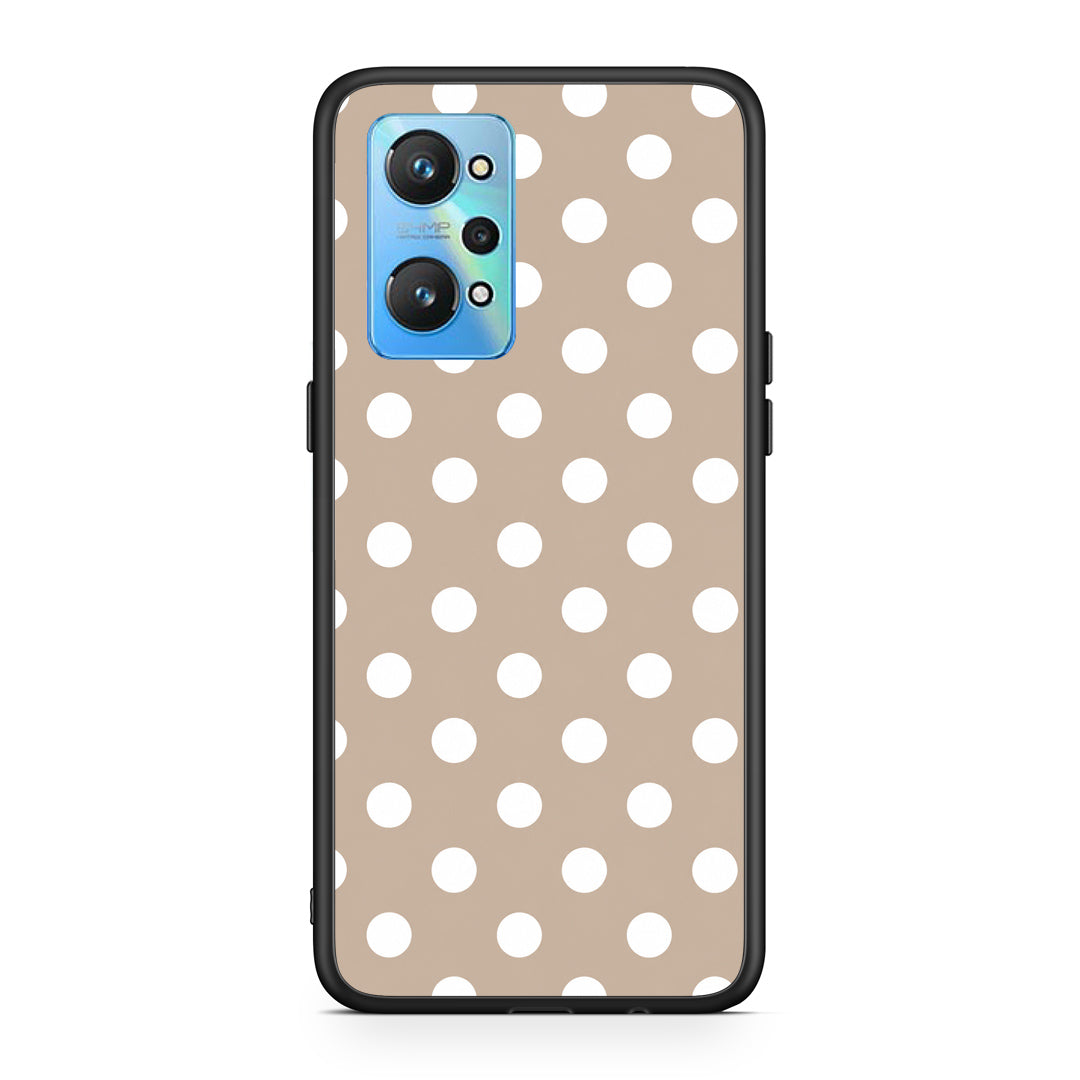 Θήκη Realme GT2 White Polka Dots on Taupe από τη Smartfits με σχέδιο στο πίσω μέρος και μαύρο περίβλημα | Realme GT2 White Polka Dots on Taupe case with colorful back and black bezels