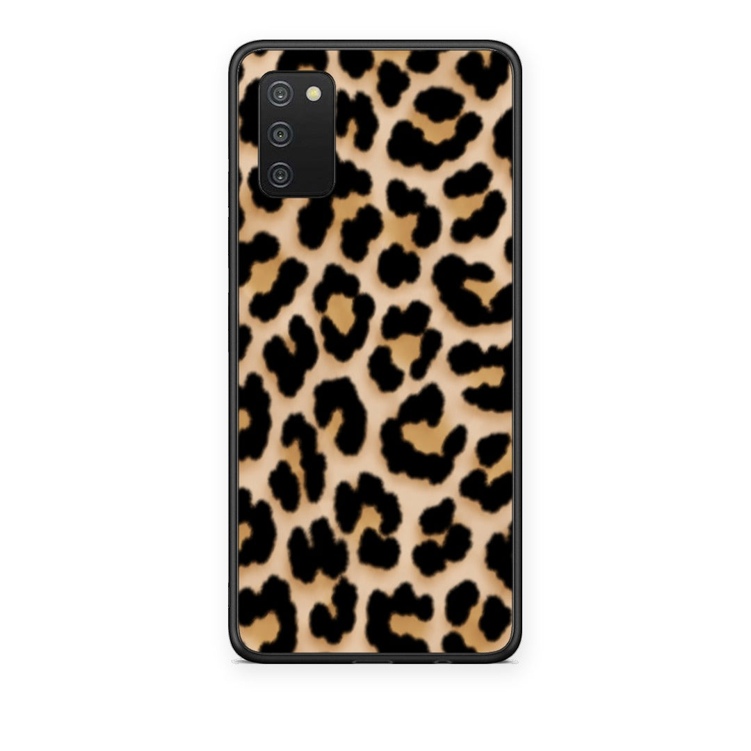 Θήκη Samsung Galaxy A02s / M02s / F02s Leopard Print Tan Small από τη Smartfits με σχέδιο στο πίσω μέρος και μαύρο περίβλημα | Samsung Galaxy A02s / M02s / F02s Leopard Print Tan Small case with colorful back and black bezels