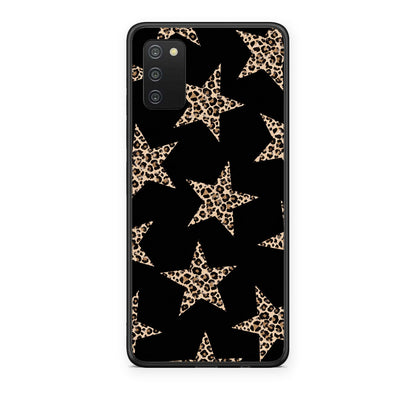 Θήκη Samsung Galaxy A02s / M02s / F02s Leopard Stars on Black από τη Smartfits με σχέδιο στο πίσω μέρος και μαύρο περίβλημα | Samsung Galaxy A02s / M02s / F02s Leopard Stars on Black case with colorful back and black bezels