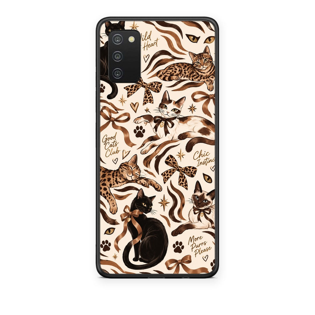 Θήκη Samsung Galaxy A02s / M02s / F02s Wild Cats and Animal Print Collage από τη Smartfits με σχέδιο στο πίσω μέρος και μαύρο περίβλημα | Samsung Galaxy A02s / M02s / F02s Wild Cats and Animal Print Collage case with colorful back and black bezels