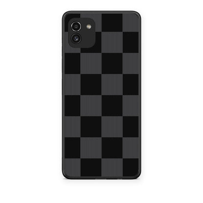Θήκη Samsung Galaxy A03 Black and Charcoal Striped Checks από τη Smartfits με σχέδιο στο πίσω μέρος και μαύρο περίβλημα | Samsung Galaxy A03 Black and Charcoal Striped Checks case with colorful back and black bezels