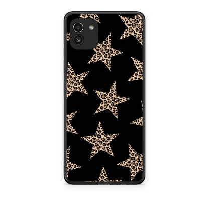 Θήκη Samsung Galaxy A03 Leopard Stars on Black από τη Smartfits με σχέδιο στο πίσω μέρος και μαύρο περίβλημα | Samsung Galaxy A03 Leopard Stars on Black case with colorful back and black bezels