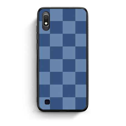 Θήκη Samsung Galaxy A10 Denim Blue Checkerboard από τη Smartfits με σχέδιο στο πίσω μέρος και μαύρο περίβλημα | Samsung Galaxy A10 Denim Blue Checkerboard case with colorful back and black bezels