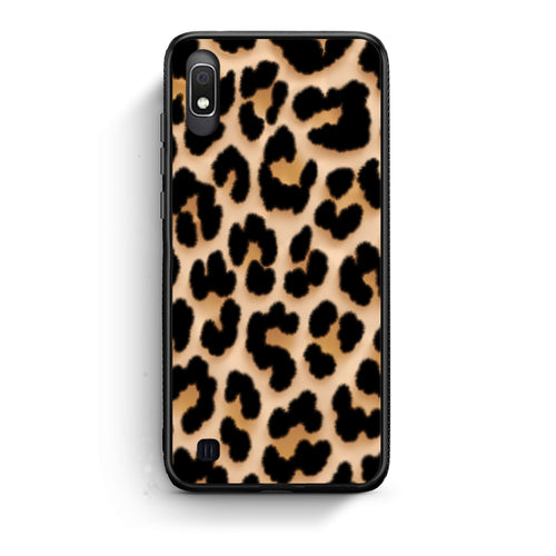 Θήκη Samsung Galaxy A10 Leopard Print Tan Large από τη Smartfits με σχέδιο στο πίσω μέρος και μαύρο περίβλημα | Samsung Galaxy A10 Leopard Print Tan Large case with colorful back and black bezels