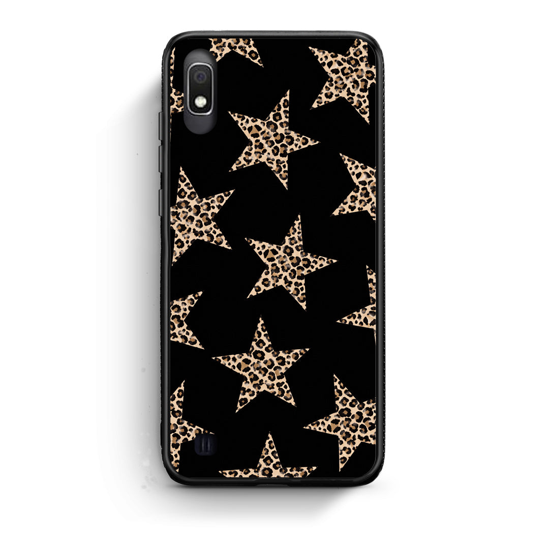 Θήκη Samsung Galaxy A10 Leopard Stars on Black από τη Smartfits με σχέδιο στο πίσω μέρος και μαύρο περίβλημα | Samsung Galaxy A10 Leopard Stars on Black case with colorful back and black bezels