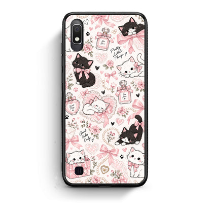 Θήκη Samsung Galaxy A10 Pink Bows and Kittens Collage από τη Smartfits με σχέδιο στο πίσω μέρος και μαύρο περίβλημα | Samsung Galaxy A10 Pink Bows and Kittens Collage case with colorful back and black bezels