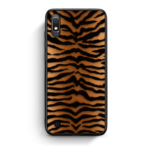Θήκη Samsung Galaxy A10 Tiger Print Orange and Black από τη Smartfits με σχέδιο στο πίσω μέρος και μαύρο περίβλημα | Samsung Galaxy A10 Tiger Print Orange and Black case with colorful back and black bezels
