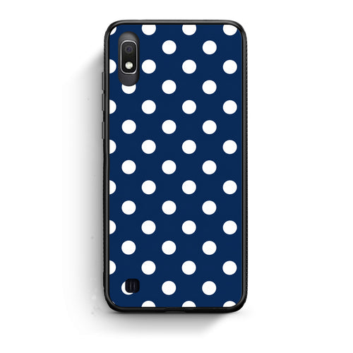 Θήκη Samsung Galaxy A10 White Large Polka Dots on Navy από τη Smartfits με σχέδιο στο πίσω μέρος και μαύρο περίβλημα | Samsung Galaxy A10 White Large Polka Dots on Navy case with colorful back and black bezels