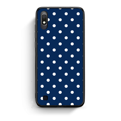 Θήκη Samsung Galaxy A10 White Small Polka Dots on Navy από τη Smartfits με σχέδιο στο πίσω μέρος και μαύρο περίβλημα | Samsung Galaxy A10 White Small Polka Dots on Navy case with colorful back and black bezels