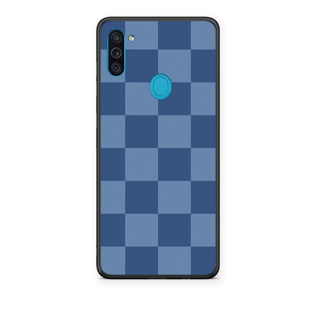 Θήκη Samsung Galaxy A11 / M11 Denim Blue Checkerboard από τη Smartfits με σχέδιο στο πίσω μέρος και μαύρο περίβλημα | Samsung Galaxy A11 / M11 Denim Blue Checkerboard case with colorful back and black bezels