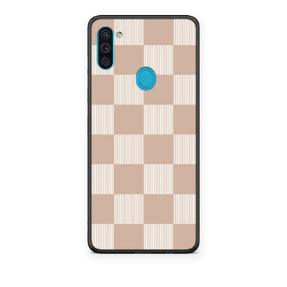Θήκη Samsung Galaxy A11 / M11 Latte and Cream Striped Checks από τη Smartfits με σχέδιο στο πίσω μέρος και μαύρο περίβλημα | Samsung Galaxy A11 / M11 Latte and Cream Striped Checks case with colorful back and black bezels