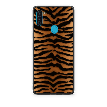 Θήκη Samsung Galaxy A11 / M11 Tiger Print Orange and Black από τη Smartfits με σχέδιο στο πίσω μέρος και μαύρο περίβλημα | Samsung Galaxy A11 / M11 Tiger Print Orange and Black case with colorful back and black bezels