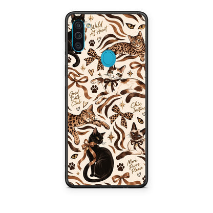 Θήκη Samsung Galaxy A11 / M11 Wild Cats and Animal Print Collage από τη Smartfits με σχέδιο στο πίσω μέρος και μαύρο περίβλημα | Samsung Galaxy A11 / M11 Wild Cats and Animal Print Collage case with colorful back and black bezels
