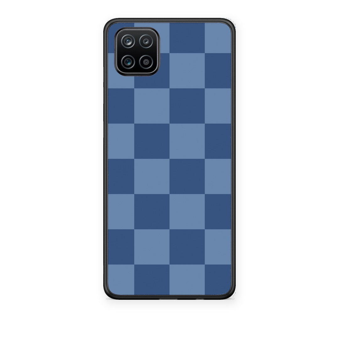 Θήκη Samsung Galaxy A12 Denim Blue Checkerboard από τη Smartfits με σχέδιο στο πίσω μέρος και μαύρο περίβλημα | Samsung Galaxy A12 Denim Blue Checkerboard case with colorful back and black bezels