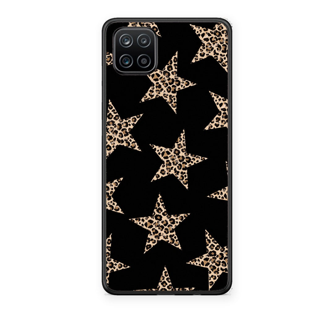 Θήκη Samsung Galaxy A12 Leopard Stars on Black από τη Smartfits με σχέδιο στο πίσω μέρος και μαύρο περίβλημα | Samsung Galaxy A12 Leopard Stars on Black case with colorful back and black bezels