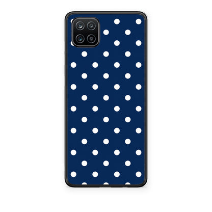 Θήκη Samsung Galaxy A12 White Small Polka Dots on Navy από τη Smartfits με σχέδιο στο πίσω μέρος και μαύρο περίβλημα | Samsung Galaxy A12 White Small Polka Dots on Navy case with colorful back and black bezels