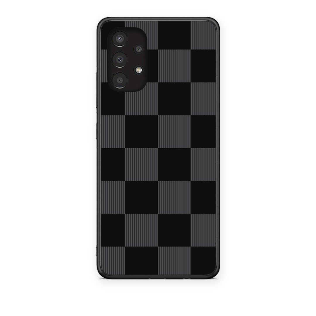 Θήκη Samsung Galaxy A13 4G Black and Charcoal Striped Checks από τη Smartfits με σχέδιο στο πίσω μέρος και μαύρο περίβλημα | Samsung Galaxy A13 4G Black and Charcoal Striped Checks case with colorful back and black bezels
