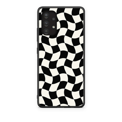 Θήκη Samsung Galaxy A13 4G Black and Cream Wavy Checkerboard από τη Smartfits με σχέδιο στο πίσω μέρος και μαύρο περίβλημα | Samsung Galaxy A13 4G Black and Cream Wavy Checkerboard case with colorful back and black bezels