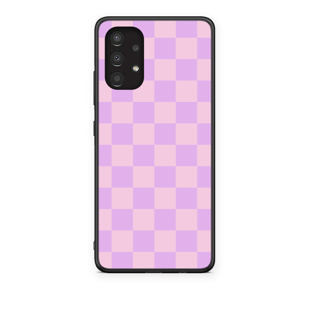 Θήκη Samsung Galaxy A13 4G Lavender and Pink Checkerboard από τη Smartfits με σχέδιο στο πίσω μέρος και μαύρο περίβλημα | Samsung Galaxy A13 4G Lavender and Pink Checkerboard case with colorful back and black bezels