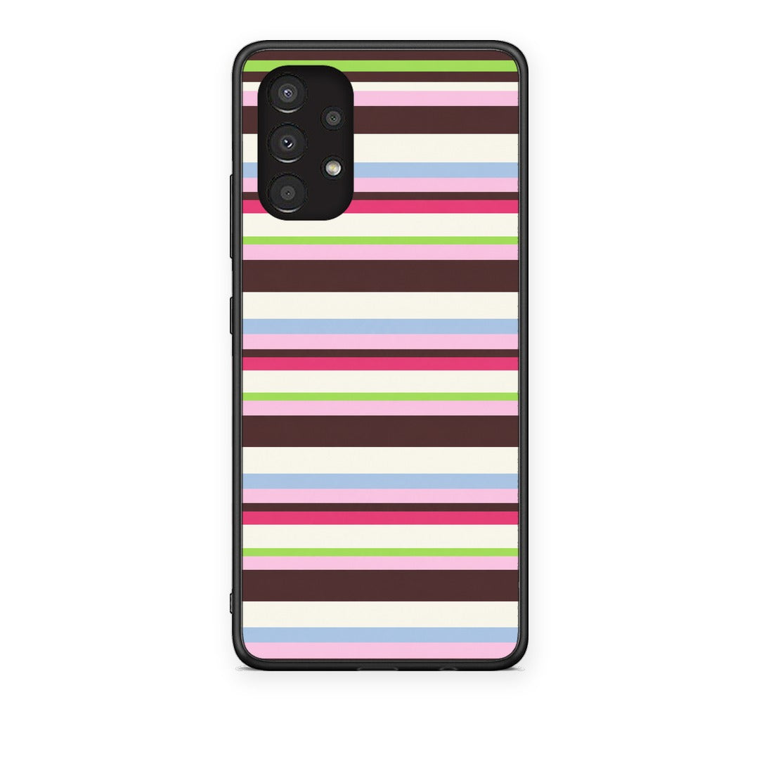 Θήκη Samsung Galaxy A13 4G Multicolour Horizontal Stripes από τη Smartfits με σχέδιο στο πίσω μέρος και μαύρο περίβλημα | Samsung Galaxy A13 4G Multicolour Horizontal Stripes case with colorful back and black bezels