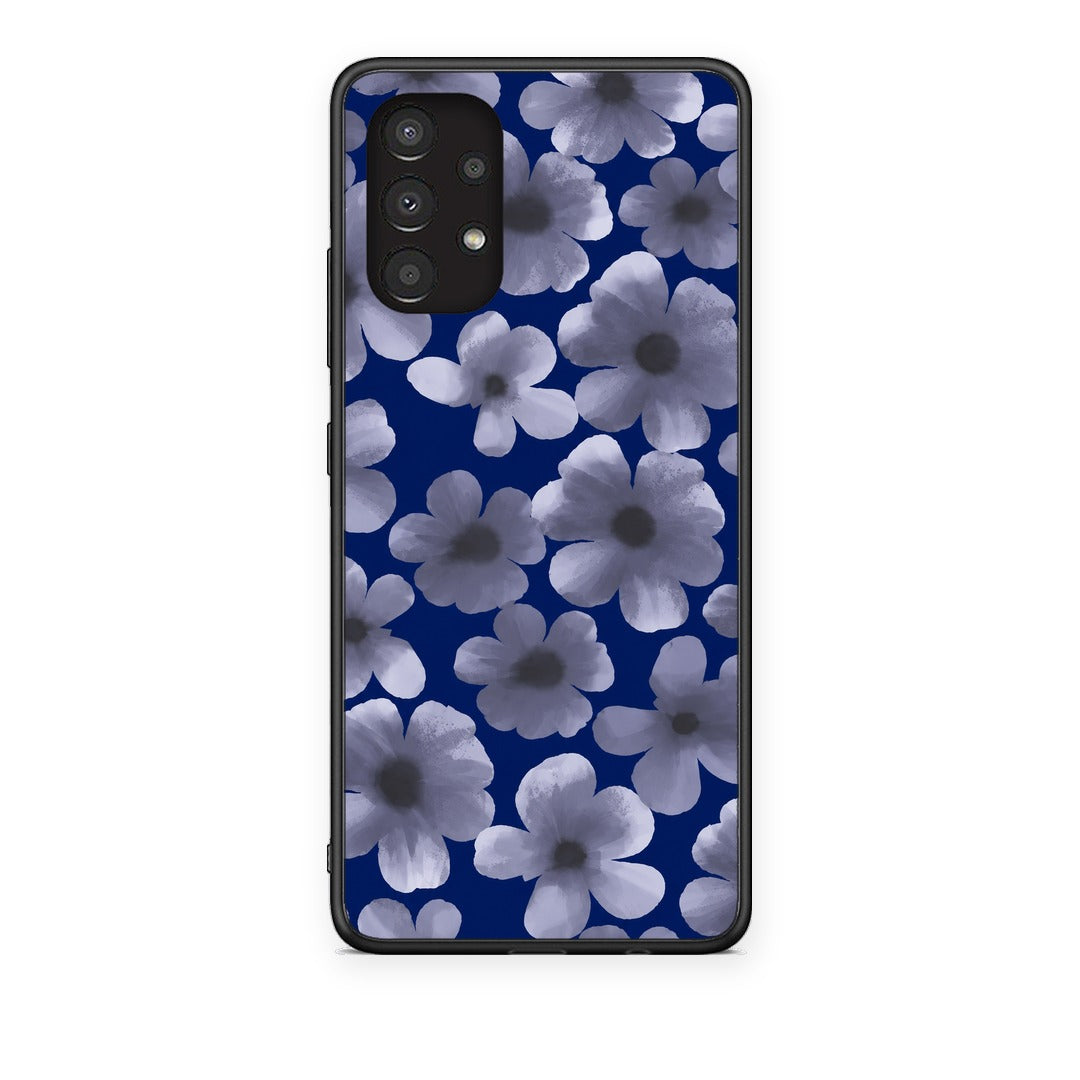 Θήκη Samsung Galaxy A13 4G Pale Blue Flowers on Navy από τη Smartfits με σχέδιο στο πίσω μέρος και μαύρο περίβλημα | Samsung Galaxy A13 4G Pale Blue Flowers on Navy case with colorful back and black bezels