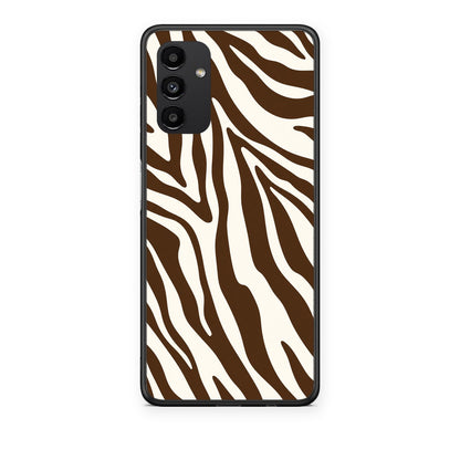Θήκη Samsung Galaxy A04s Brown and Cream Zebra Stripes από τη Smartfits με σχέδιο στο πίσω μέρος και μαύρο περίβλημα | Samsung Galaxy A04s Brown and Cream Zebra Stripes case with colorful back and black bezels